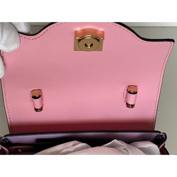 NWT $2125 Versace Top Handle Leather Pink Small Shoulder Bag DBFI040 Italy - Picture 15 of 16